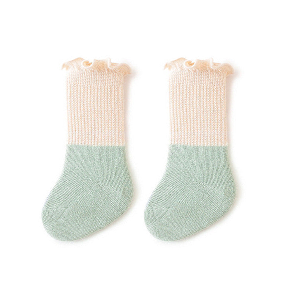 MyKids-USA® Baby Kids Unisex Color Patchwork Comfortable Ruffle Fringe Crew Socks
