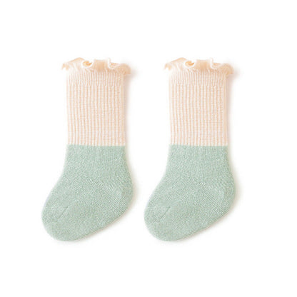 MyKids-USA® Baby Kids Unisex Color Patchwork Comfortable Ruffle Fringe Crew Socks