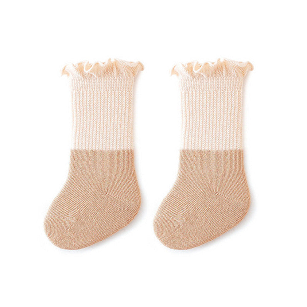 MyKids-USA® Baby Kids Unisex Color Patchwork Comfortable Ruffle Fringe Crew Socks