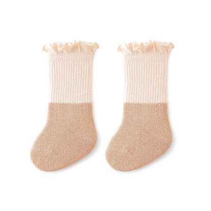 MyKids-USA® Baby Kids Unisex Color Patchwork Comfortable Ruffle Fringe Crew Socks