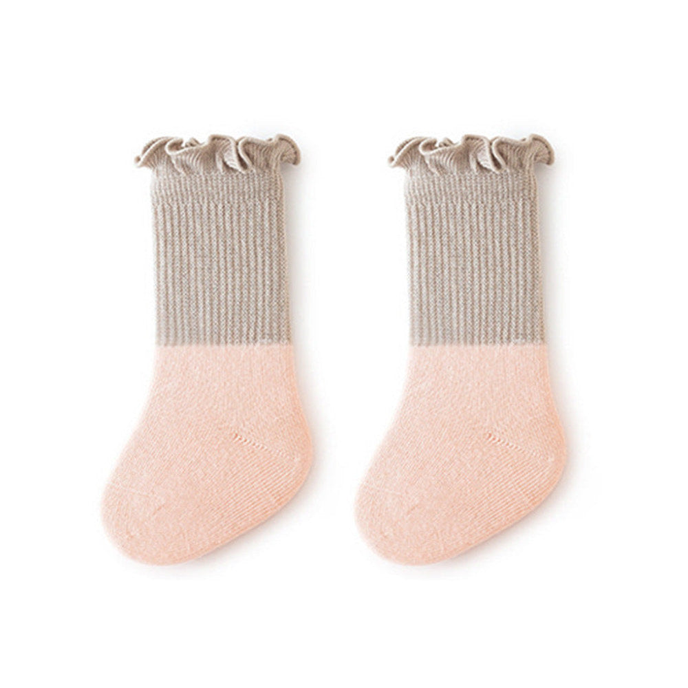 MyKids-USA® Baby Kids Unisex Color Patchwork Comfortable Ruffle Fringe Crew Socks