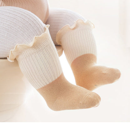 MyKids-USA® Baby Kids Unisex Color Patchwork Comfortable Ruffle Fringe Crew Socks