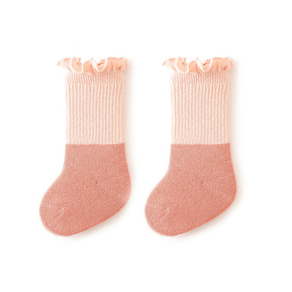 MyKids-USA® Baby Kids Unisex Color Patchwork Comfortable Ruffle Fringe Crew Socks