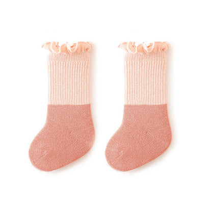 MyKids-USA® Baby Kids Unisex Color Patchwork Comfortable Ruffle Fringe Crew Socks