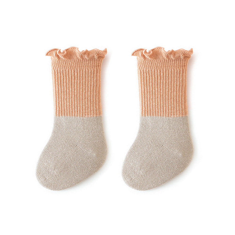 MyKids-USA® Baby Kids Unisex Color Patchwork Comfortable Ruffle Fringe Crew Socks