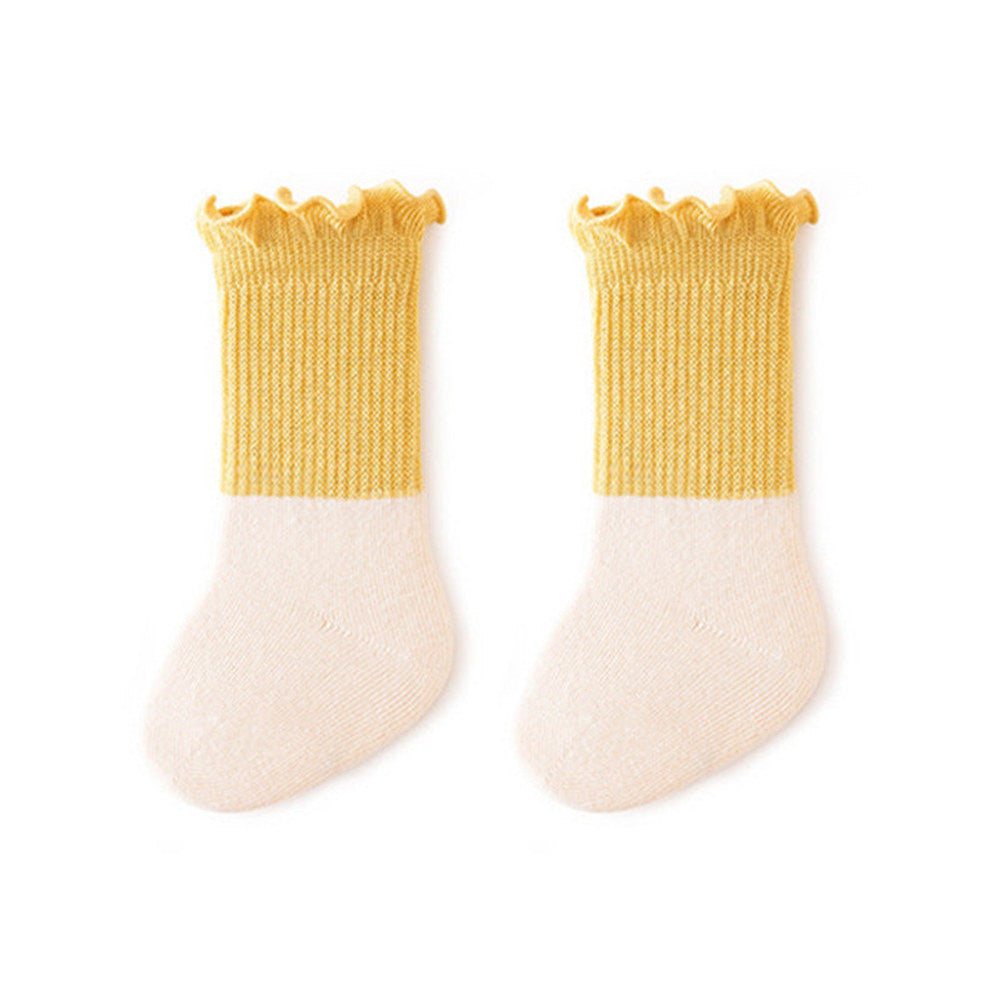 MyKids-USA® Baby Kids Unisex Color Patchwork Comfortable Ruffle Fringe Crew Socks