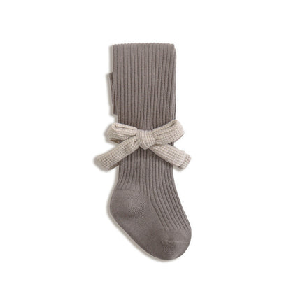 MyKids-USA® Baby Girls Kids Solid Color Striped Pattern Design Knitting Bows Pantyhose
