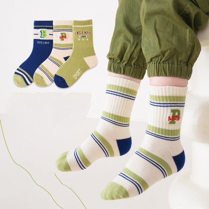MyKids-USA® Kids Unisex Embroidery Pattern Comfortable Crew Socks Set