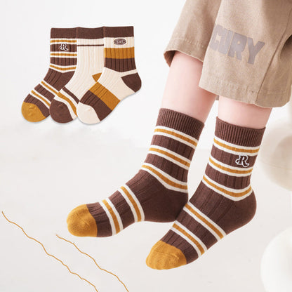 MyKids-USA® Kids Unisex Embroidery Pattern Comfortable Crew Socks Set