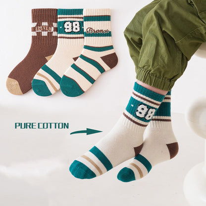 MyKids-USA® Kids Unisex Embroidery Pattern Comfortable Crew Socks Set