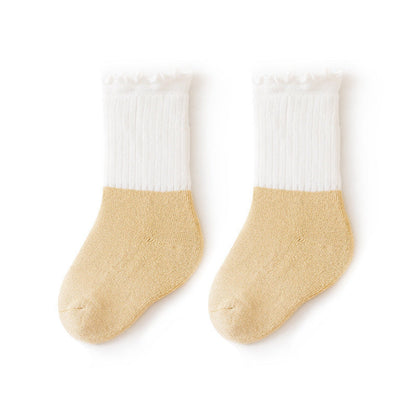 MyKids-USA® Baby Kids Unisex Color Patchwork Comfortable Ruffle Fringe Crew Socks