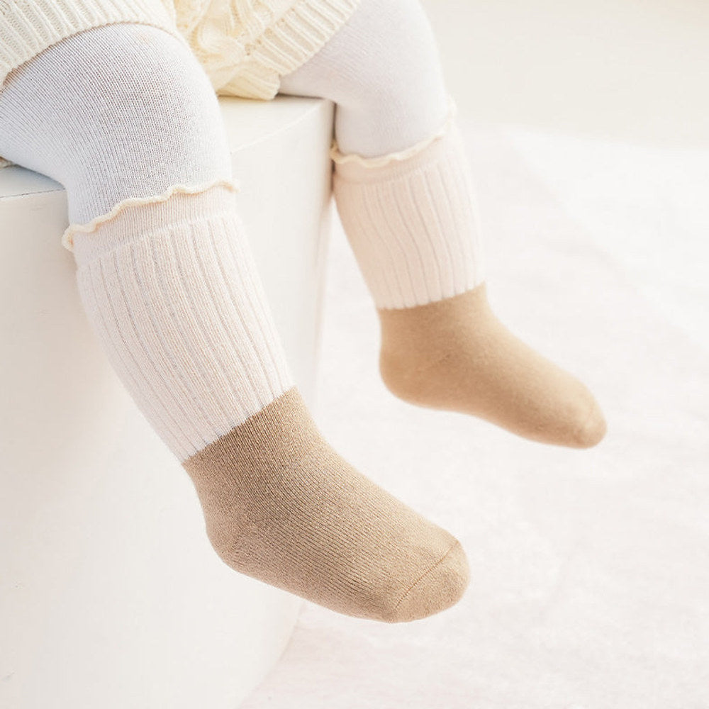 MyKids-USA® Baby Kids Unisex Color Patchwork Comfortable Ruffle Fringe Crew Socks