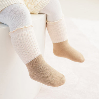 MyKids-USA® Baby Kids Unisex Color Patchwork Comfortable Ruffle Fringe Crew Socks
