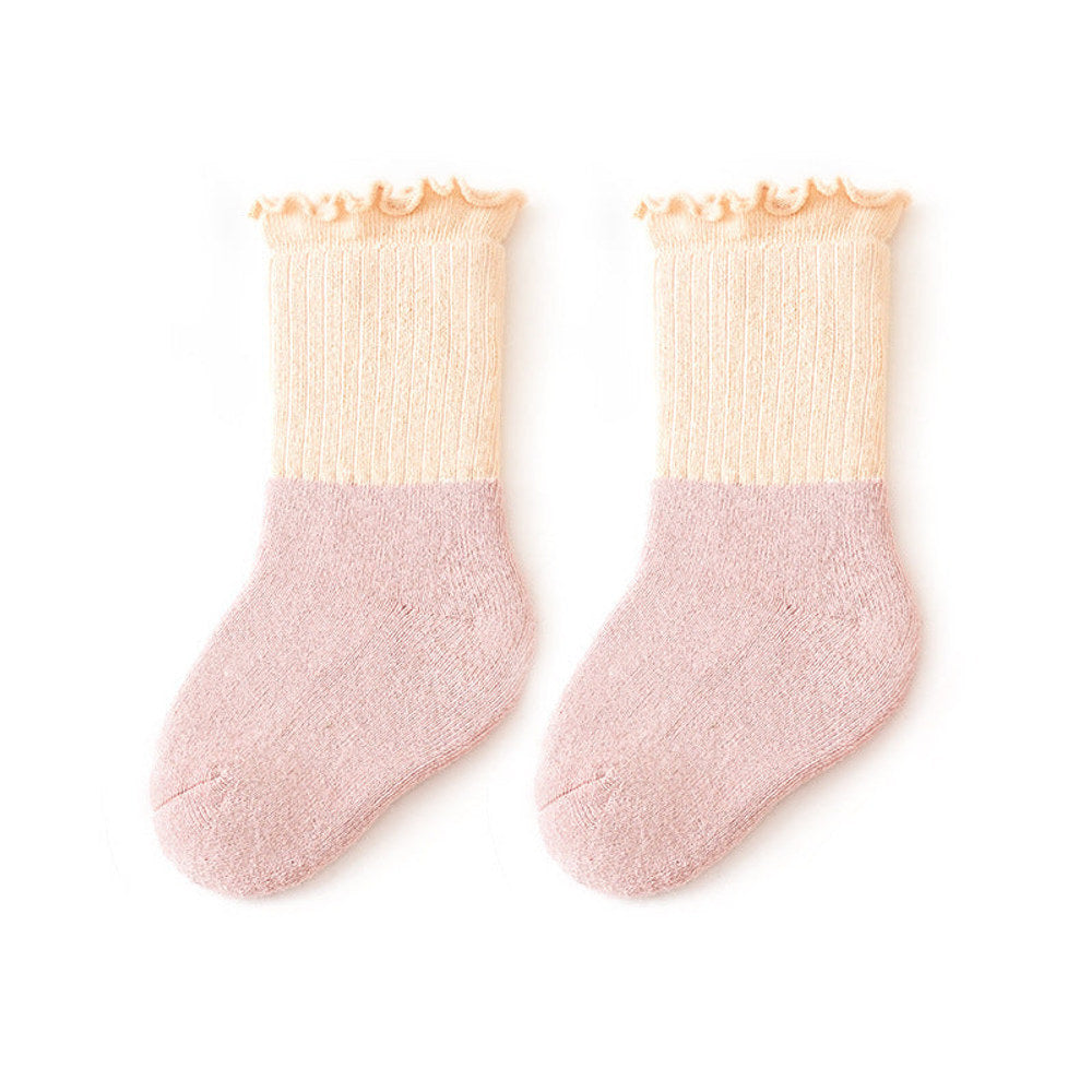 MyKids-USA® Baby Kids Unisex Color Patchwork Comfortable Ruffle Fringe Crew Socks