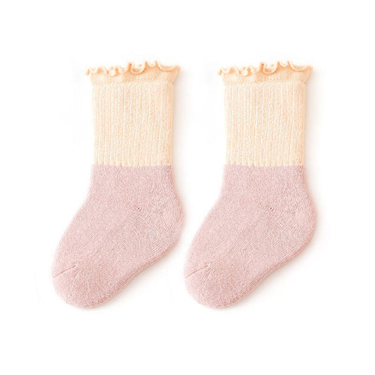 MyKids-USA® Baby Kids Unisex Color Patchwork Comfortable Ruffle Fringe Crew Socks