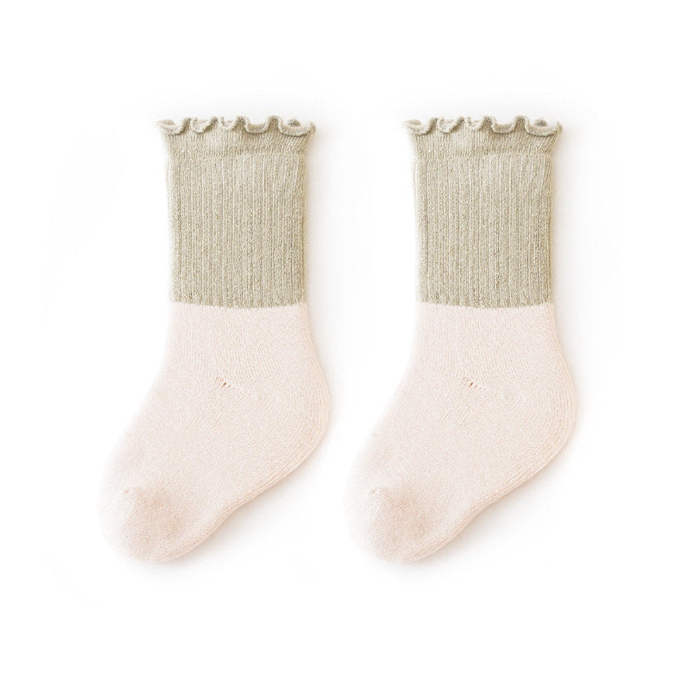 MyKids-USA® Baby Kids Unisex Color Patchwork Comfortable Ruffle Fringe Crew Socks