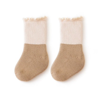 MyKids-USA® Baby Kids Unisex Color Patchwork Comfortable Ruffle Fringe Crew Socks