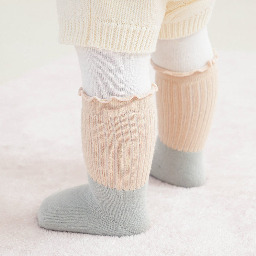 MyKids-USA® Baby Kids Unisex Patchwork Comfortable Mid-Calf Socks With Ribbed Cuffs Set