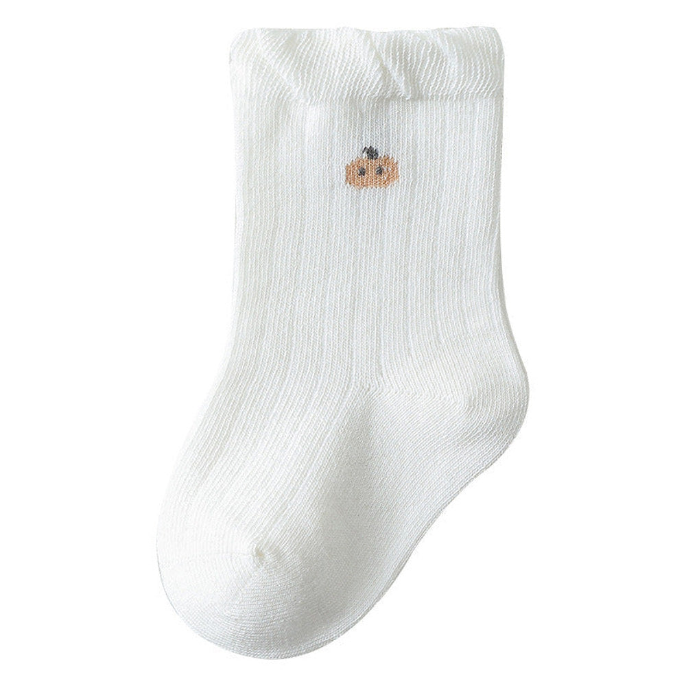 MyKids-USA® Baby Girls Frilled-Edges Breathable Mid-Calf Socks 2 Pairs