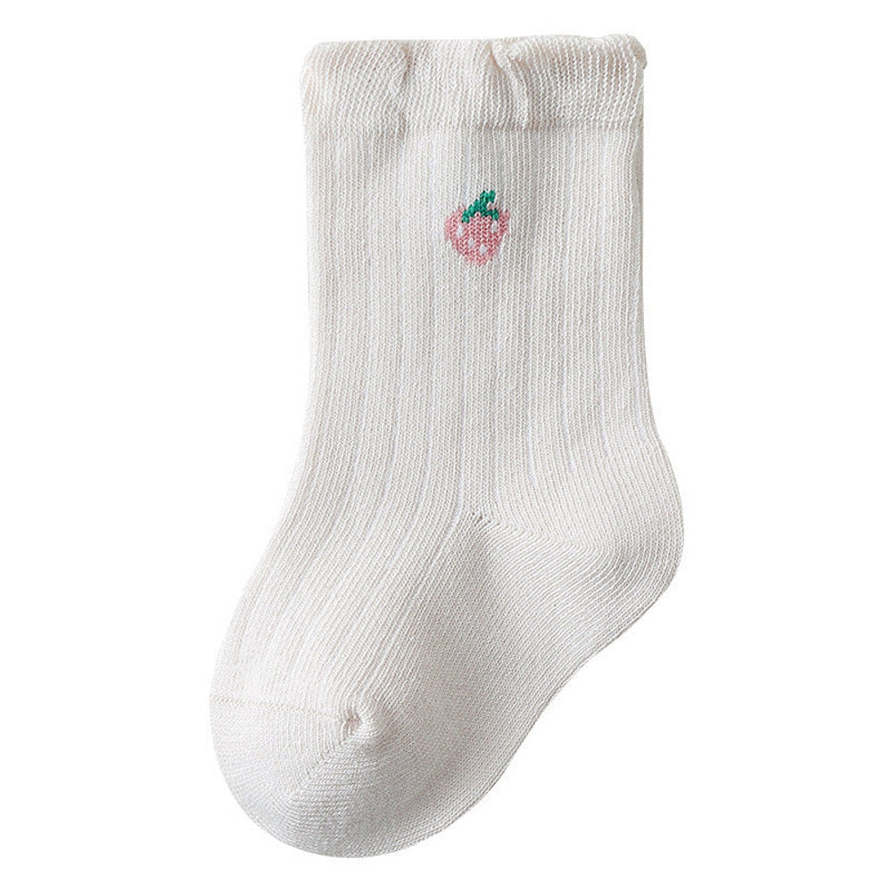 MyKids-USA® Baby Girls Frilled-Edges Breathable Mid-Calf Socks 2 Pairs