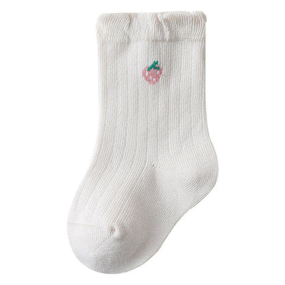 MyKids-USA® Baby Girls Frilled-Edges Breathable Mid-Calf Socks 2 Pairs
