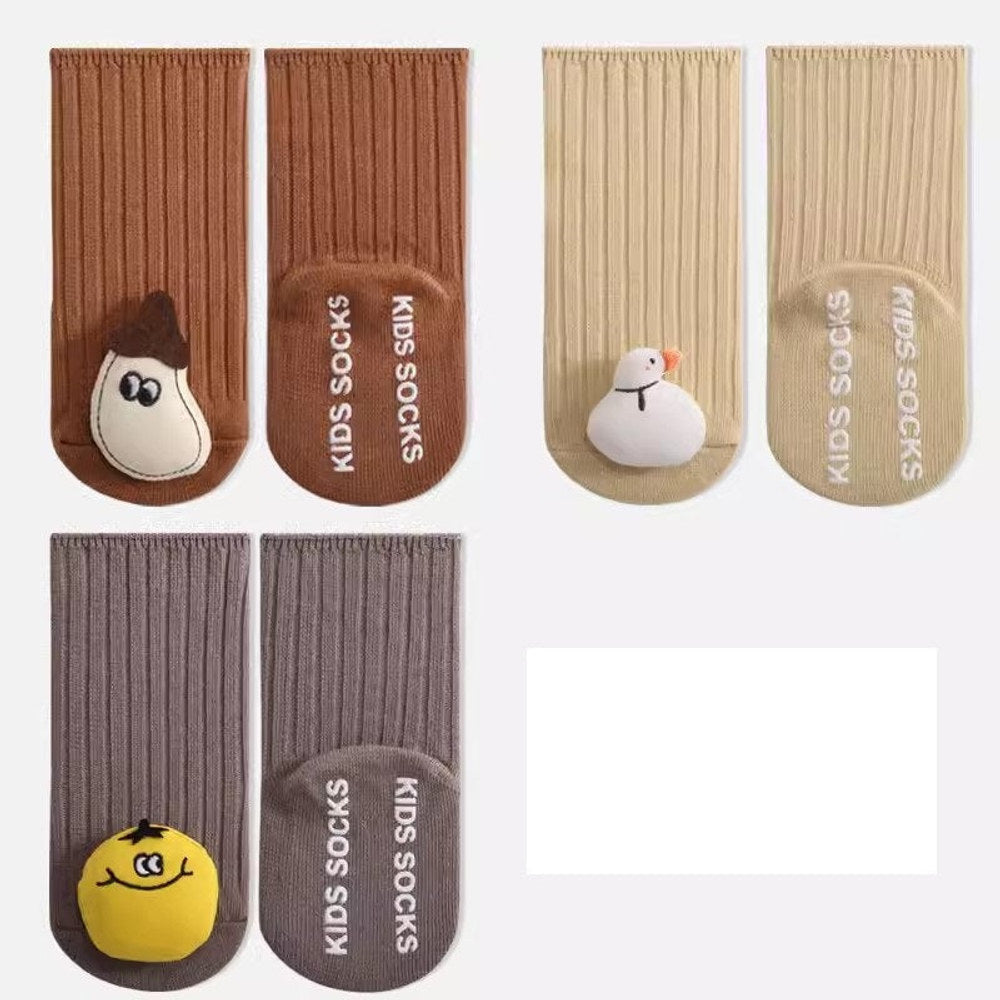 Baby Unisex Breathable Comfy Cartoon Animal Doll Socks Non-Slip Set
