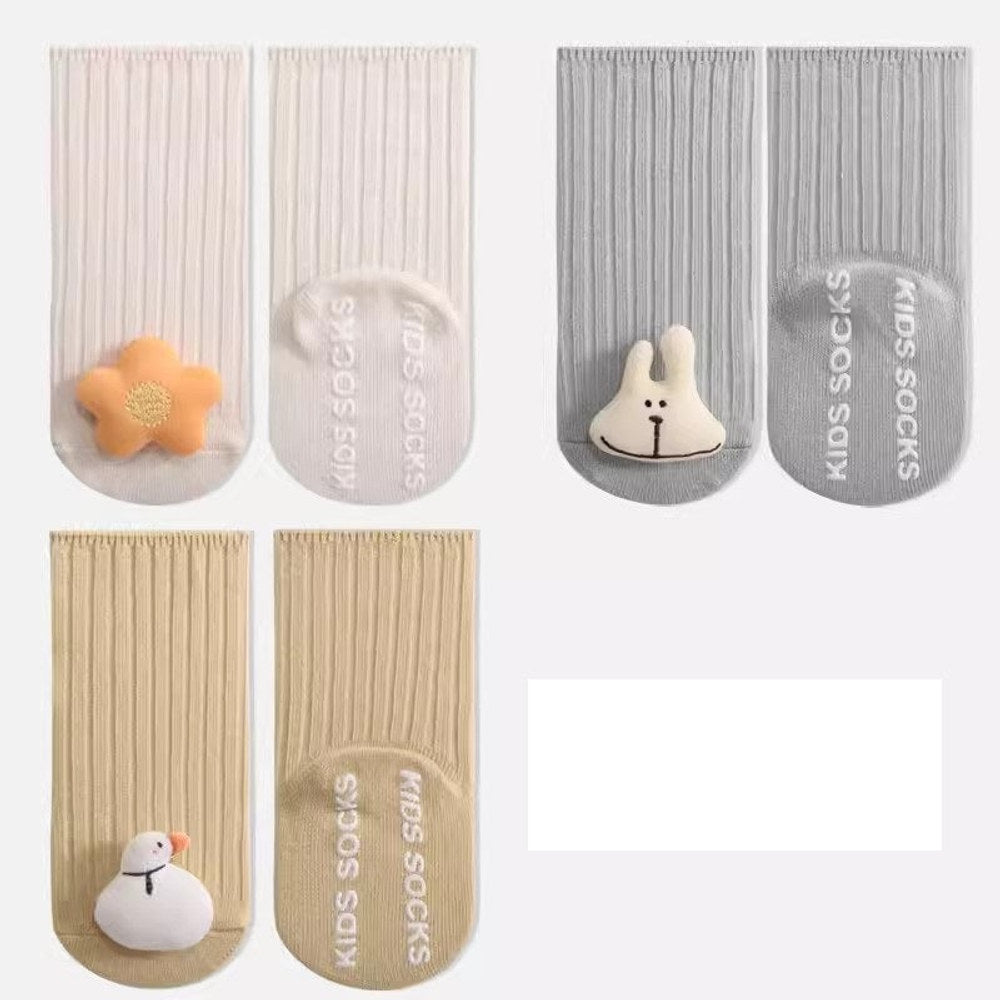 Baby Unisex Breathable Comfy Cartoon Animal Doll Socks Non-Slip Set