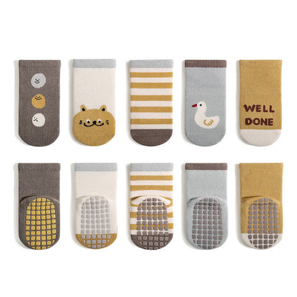 MyKids-USA® Baby Unisex Breathable Thermal Cartoon Patchwork Socks Non-Slip
