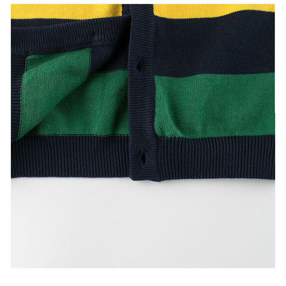 MyKids-USA® Cross-Border Children’s Rainbow Striped Knit Sweater Cardigan For – One-Piece Dispatch For Boys Cardigan