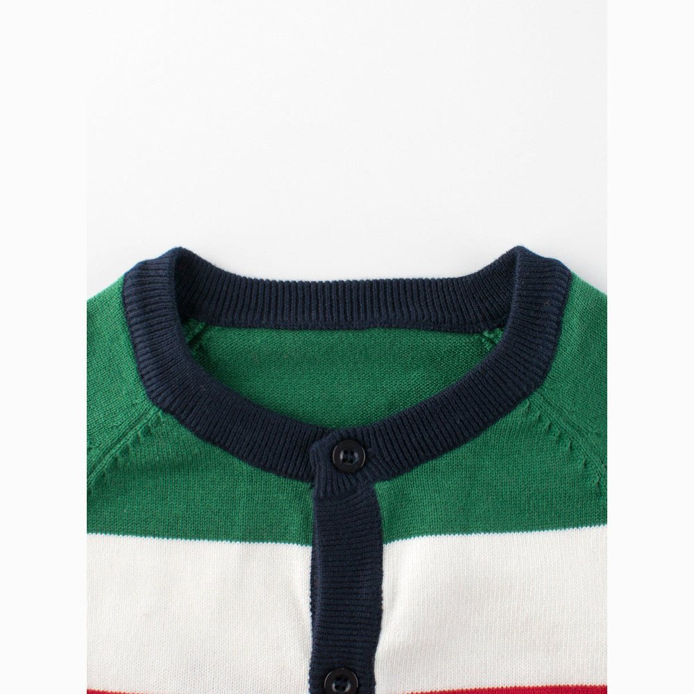 MyKids-USA® Cross-Border Children’s Rainbow Striped Knit Sweater Cardigan For – One-Piece Dispatch For Boys Cardigan