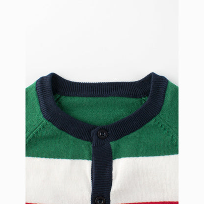 MyKids-USA® Cross-Border Children’s Rainbow Striped Knit Sweater Cardigan For – One-Piece Dispatch For Boys Cardigan