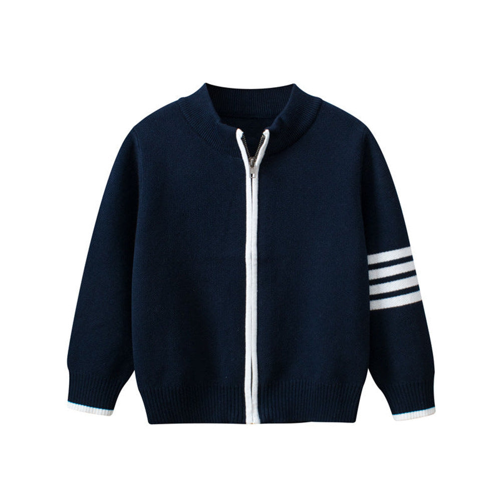 MyKids-USA® Striped Sleeves Children’s Knit Cardigan For – Boys’ Sweater Jacket For Baby Clothing