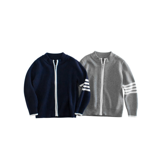 MyKids-USA® Striped Sleeves Children’s Knit Cardigan For – Boys’ Sweater Jacket For Baby Clothing