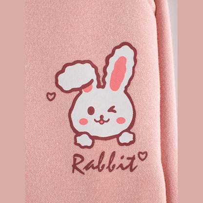 MyKids-USA® Teddy Bear/Cute Rabbit Girls‘ Sporty Long Leggings Pants With Fleece Lining