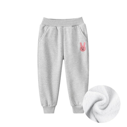 MyKids-USA® Teddy Bear/Cute Rabbit Girls‘ Sporty Long Leggings Pants With Fleece Lining