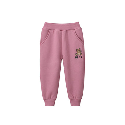 MyKids-USA® Teddy Bear/Cute Rabbit Girls‘ Sporty Long Leggings Pants With Fleece Lining