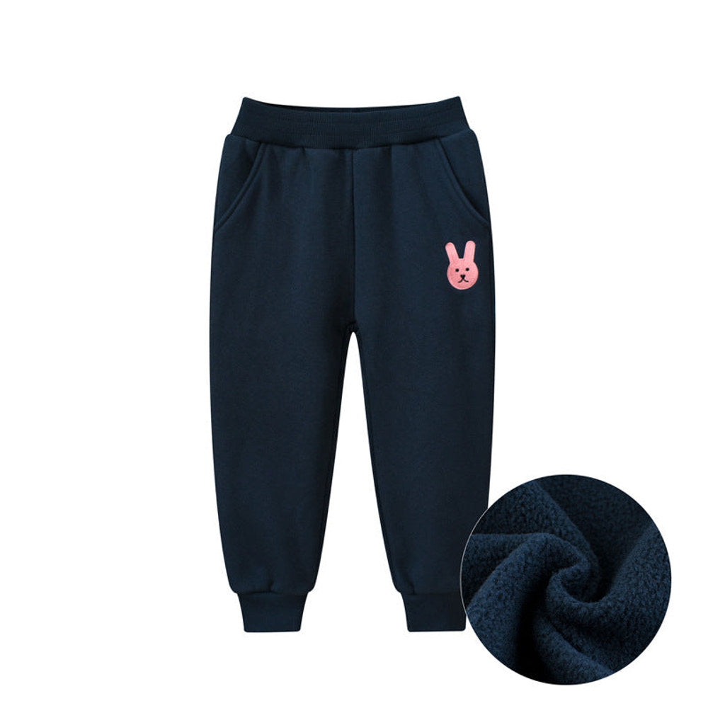 MyKids-USA® Teddy Bear/Cute Rabbit Girls‘ Sporty Long Leggings Pants With Fleece Lining