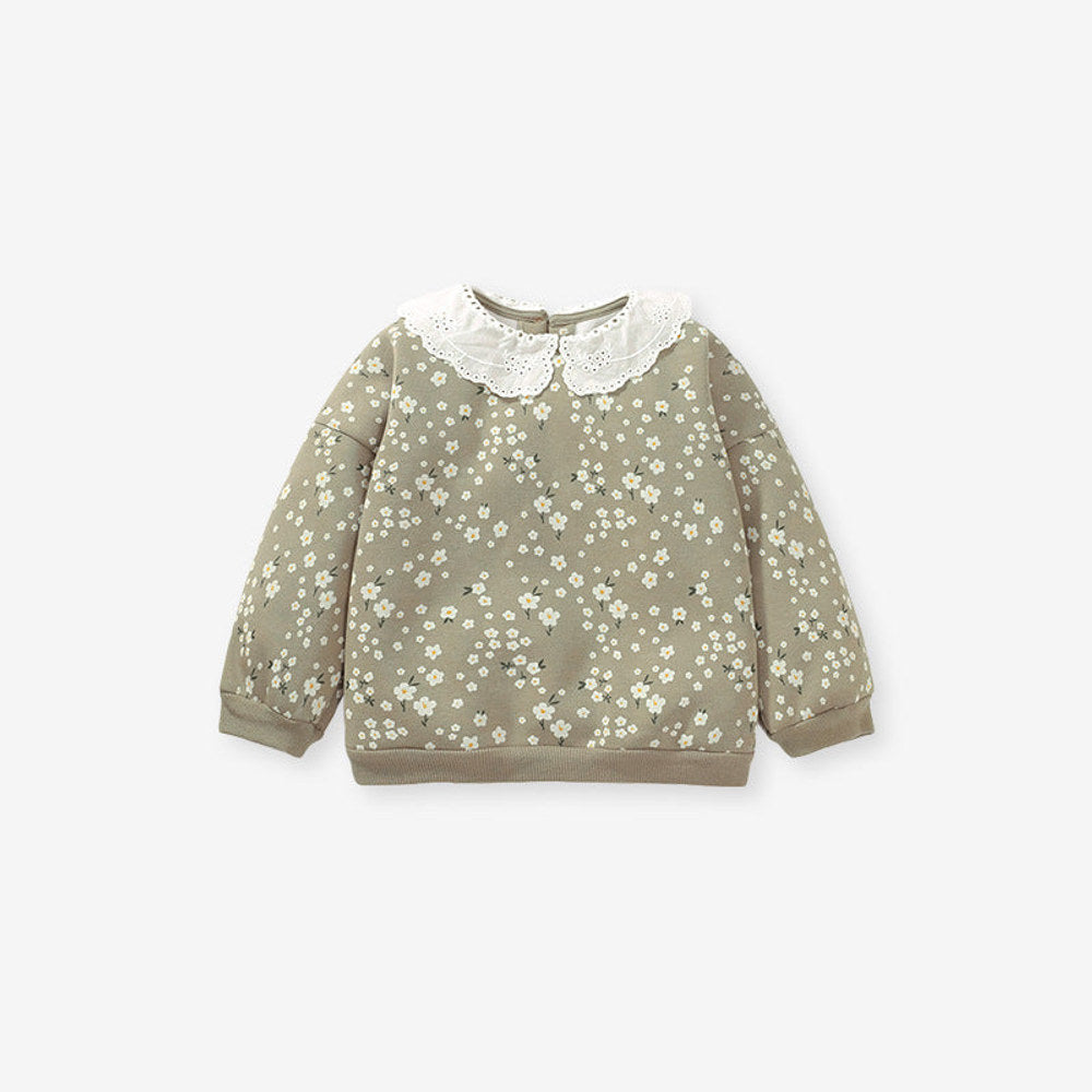 MyKids-USA® Baby Girls Kids Cute Lace Trim Peter Pan Collar Long Sleeve Pullover Top