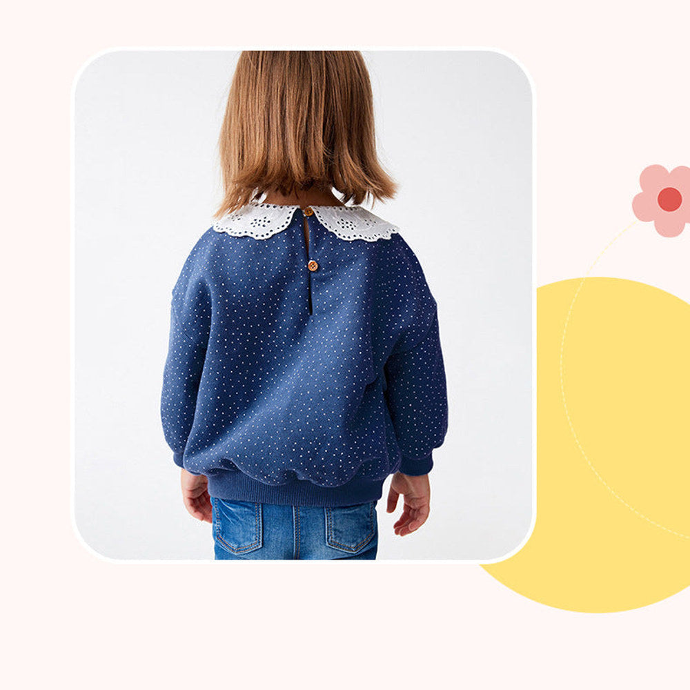 MyKids-USA® Baby Girls Kids Cute Lace Trim Peter Pan Collar Long Sleeve Pullover Top