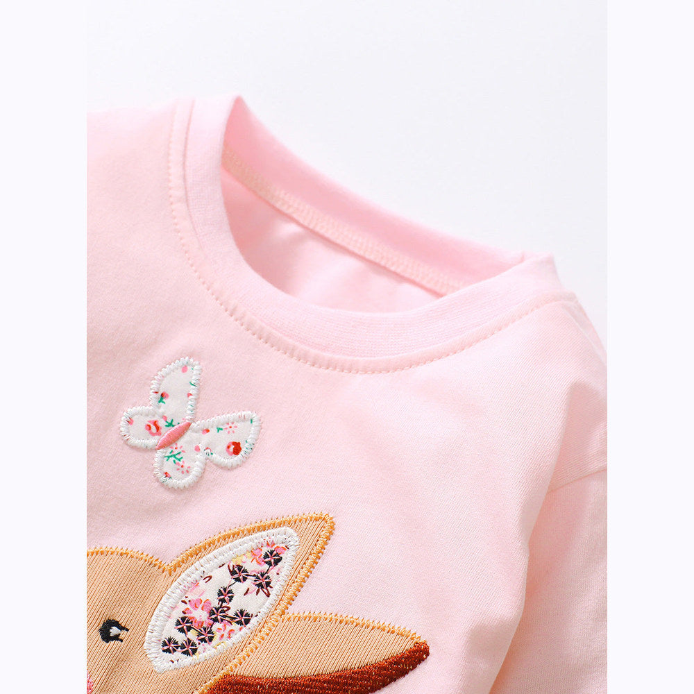 MyKids-USA® Baby Girls Kids Deer Cartoon Embroidery Long Sleeve Top Pullover