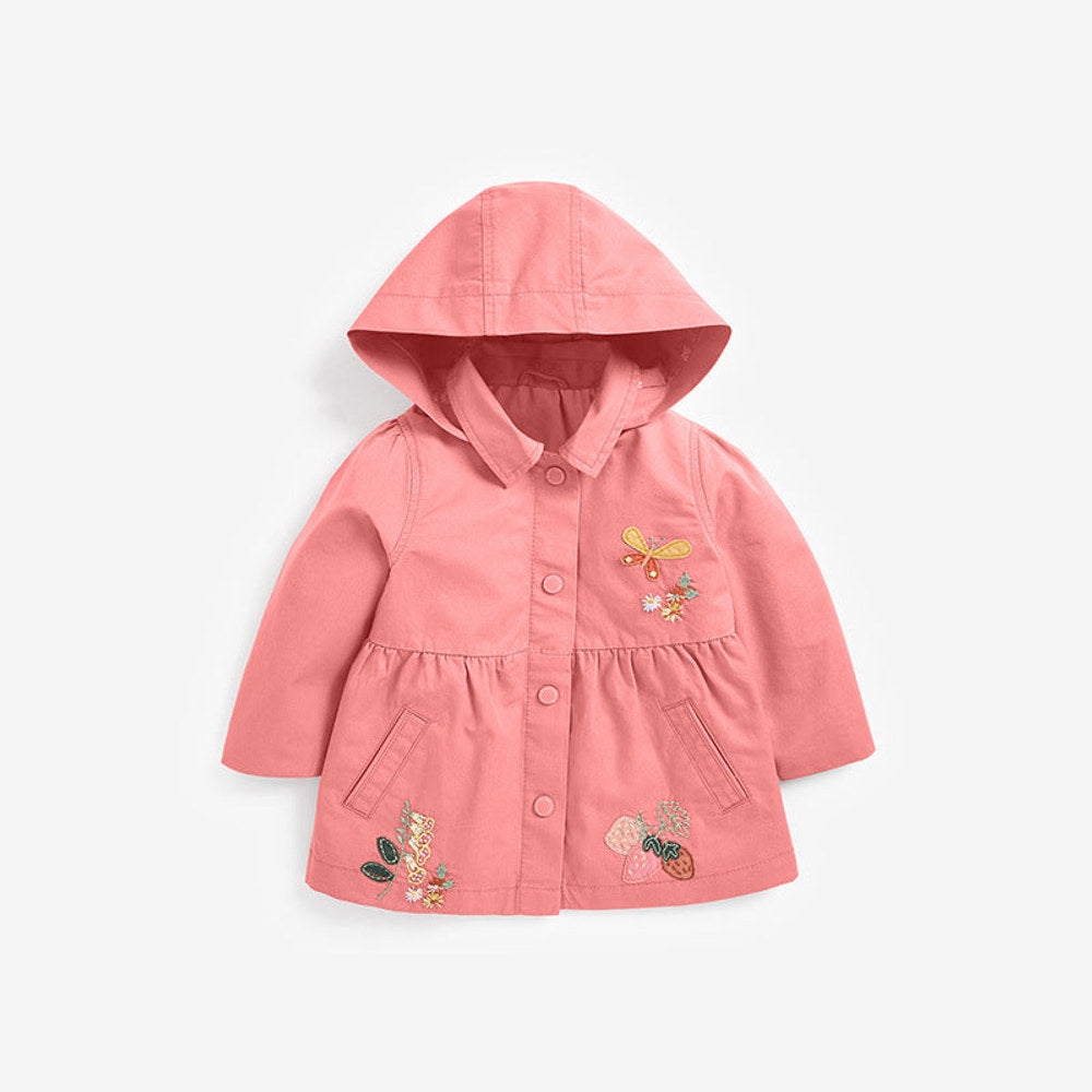MyKids-USA® European And American Style Girls’ Outerwear: Hooded Single Breasted Floral Jacket With Long Sleeves For Children