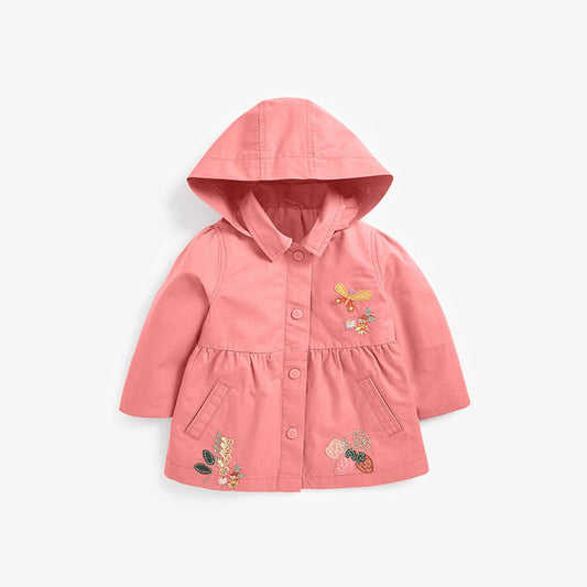 MyKids-USA® European And American Style Girls’ Outerwear: Hooded Single Breasted Floral Jacket With Long Sleeves For Children