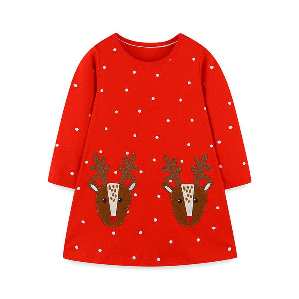 MyKids-USA® Girls’ European-American Style Floral/Polka Dots Cartoon Pattern Dress