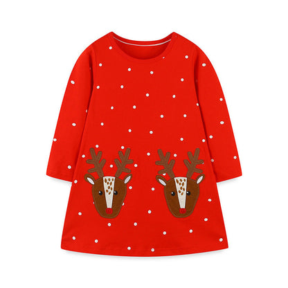 MyKids-USA® Girls’ European-American Style Floral/Polka Dots Cartoon Pattern Dress