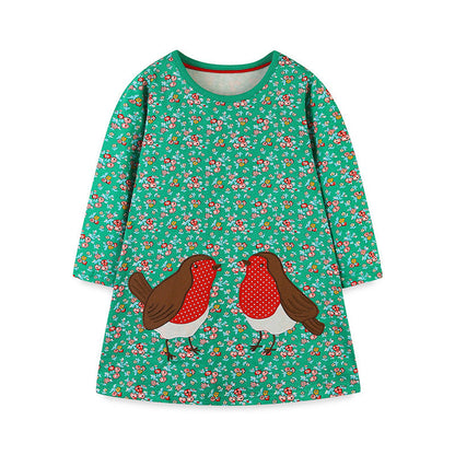 MyKids-USA® Girls’ European-American Style Floral/Polka Dots Cartoon Pattern Dress