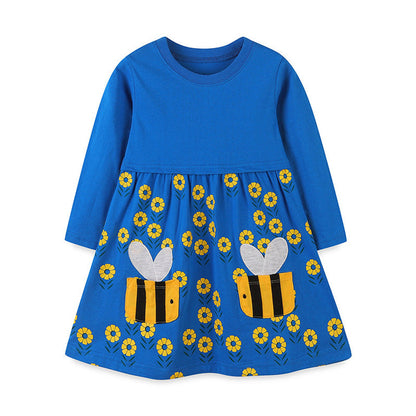 MyKids-USA® Girls’ European-American Style Floral/Polka Dots Cartoon Pattern Dress