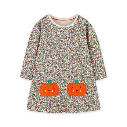 MyKids-USA® Girls’ European-American Style Floral/Polka Dots Cartoon Pattern Dress
