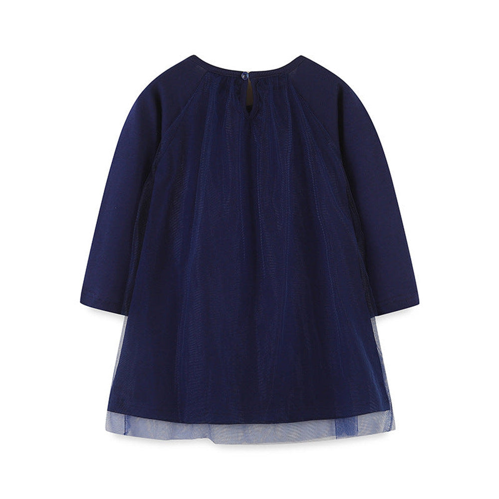 MyKids-USA® Girls’ Long Sleeve Princess Dress For Children, Baby Girls’ Exquisite Heart/Star Mesh Dress