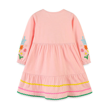 MyKids-USA® Adorable Floral Embroidered Dress: A Sweet Round Neck Princess Dress For Girls