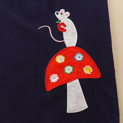 MyKids-USA® Girls’ Cartoon Pattern Embroidery Crew Neck Dress